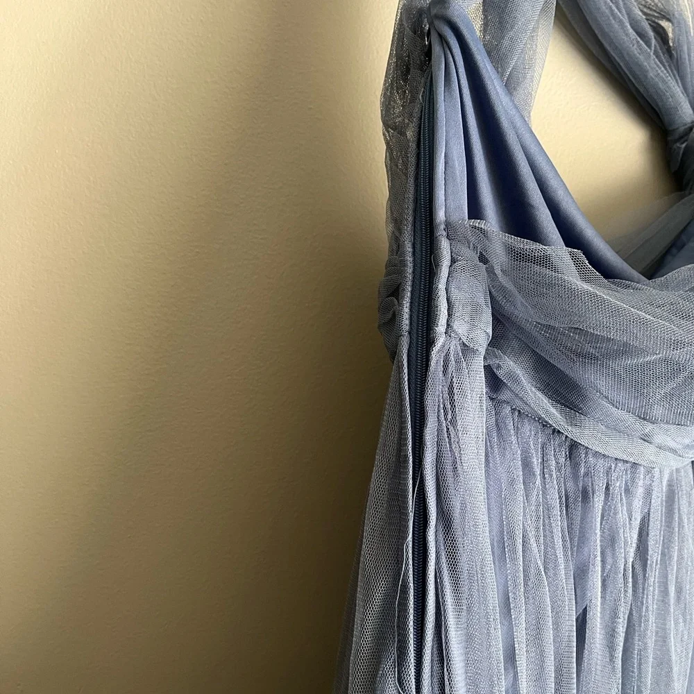 Windsor One-Shoulder Slate Blue Gown - Picture 5 of 8